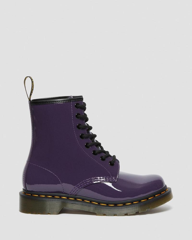 Purple Women's Dr Martens 1460 Patent Leather Lace Up Boots | CA 196NWY